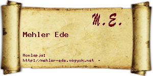 Mehler Ede névjegykártya